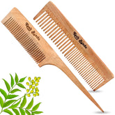 KeshBindu Handmade Neem Wooden Combo(2 Pcs) for Men & Women | Tel + Dual Tooth.