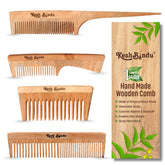 KeshBindu Neem Wooden Comb For Men & Women Detangling, Suited For All Hair Diffrent Type of Kangi Combo Pack 4pis (Handle + Wide Tooth + Tel + Dual Tooth)