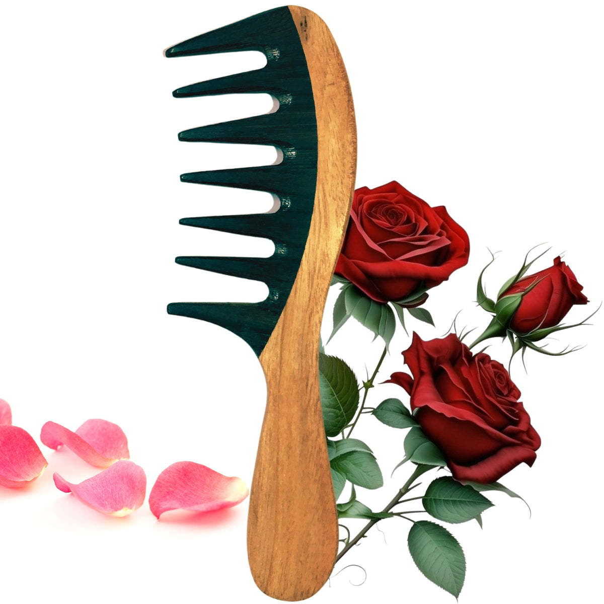 KeshBindu Rose sheesham Broad Wooden Comb For Men & Women, Suited For All Hair Types Kangi (Wide Rosewood Comb)