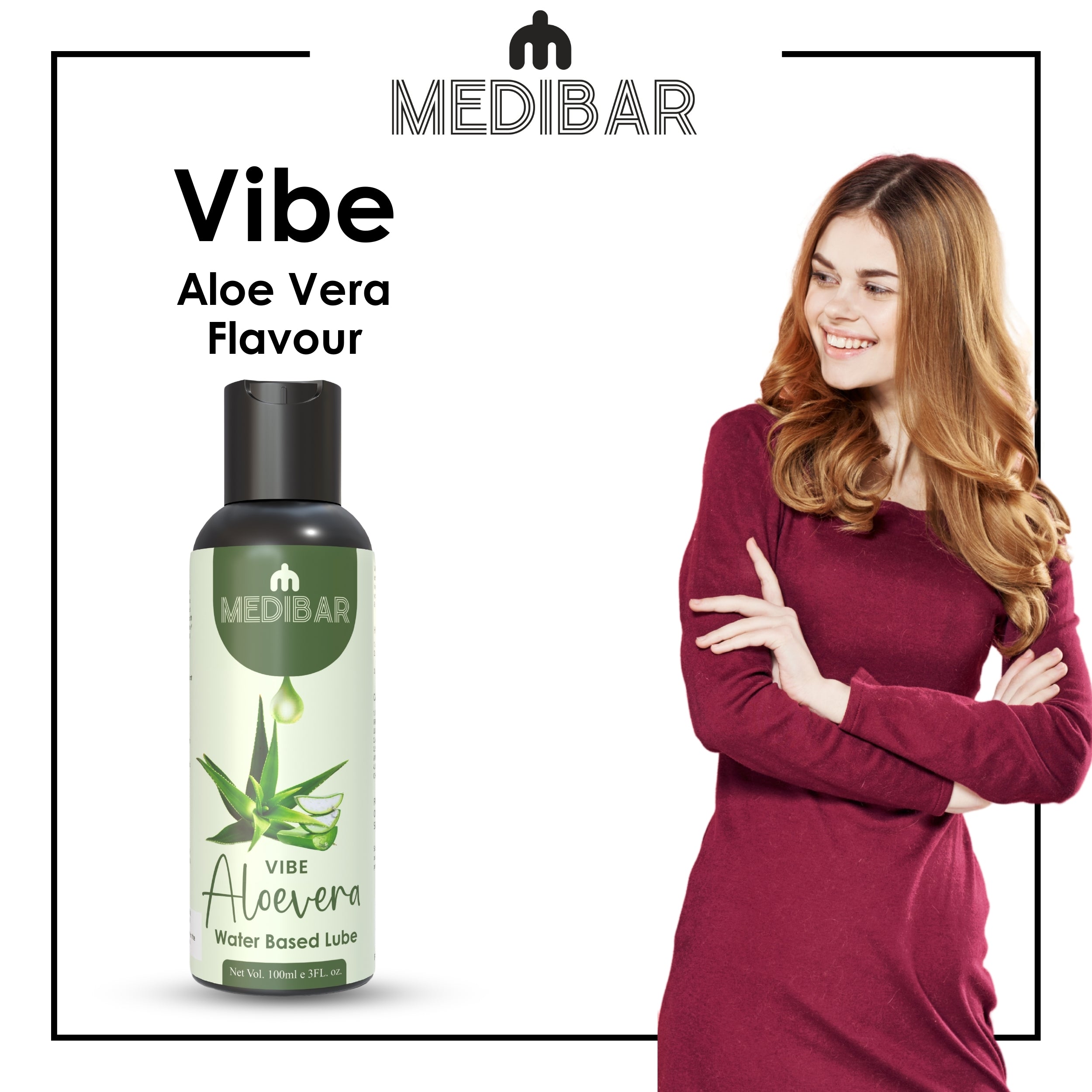 Medibar Vibe Aloe Vera Flavor 100ml - Personal Lubricant and Massage Gel For men & Women
