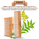 KeshBindu Neem Wooden Comb For Men & Women Detangling, Suited For All Hair Diffrent Type of Kangi Combo Pack 2pis (Wide Tooth + Dual Tooth)