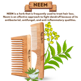 KeshBindu Handmade Neem Wooden Comb(2 Pcs) for Men & Women | Handle + Wide Tooth Comb.