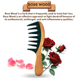 KeshBindu Rose sheesham Broad Wooden Comb For Men & Women, Suited For All Hair Types Kangi (Wide Rosewood Comb)