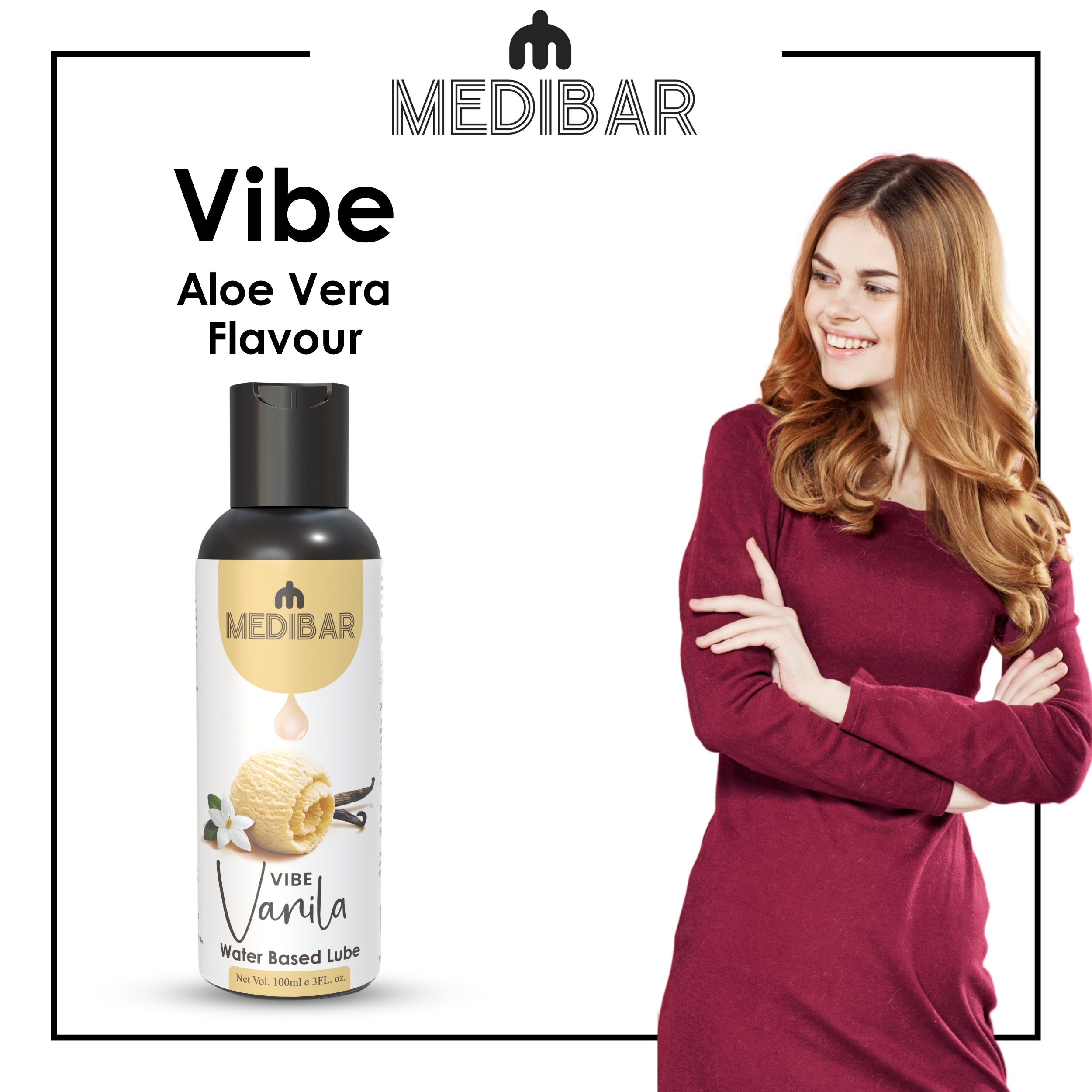Medibar Vibe Vanila Flavor 100ml - Personal Lubricant and Massage Gel For men & Women