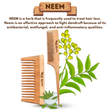 KeshBindu Neem Wooden Comb For Men & Women Detangling, Suited For All Hair Diffrent Type of Kangi Combo Pack 2pis (Wide Tooth + Tel)