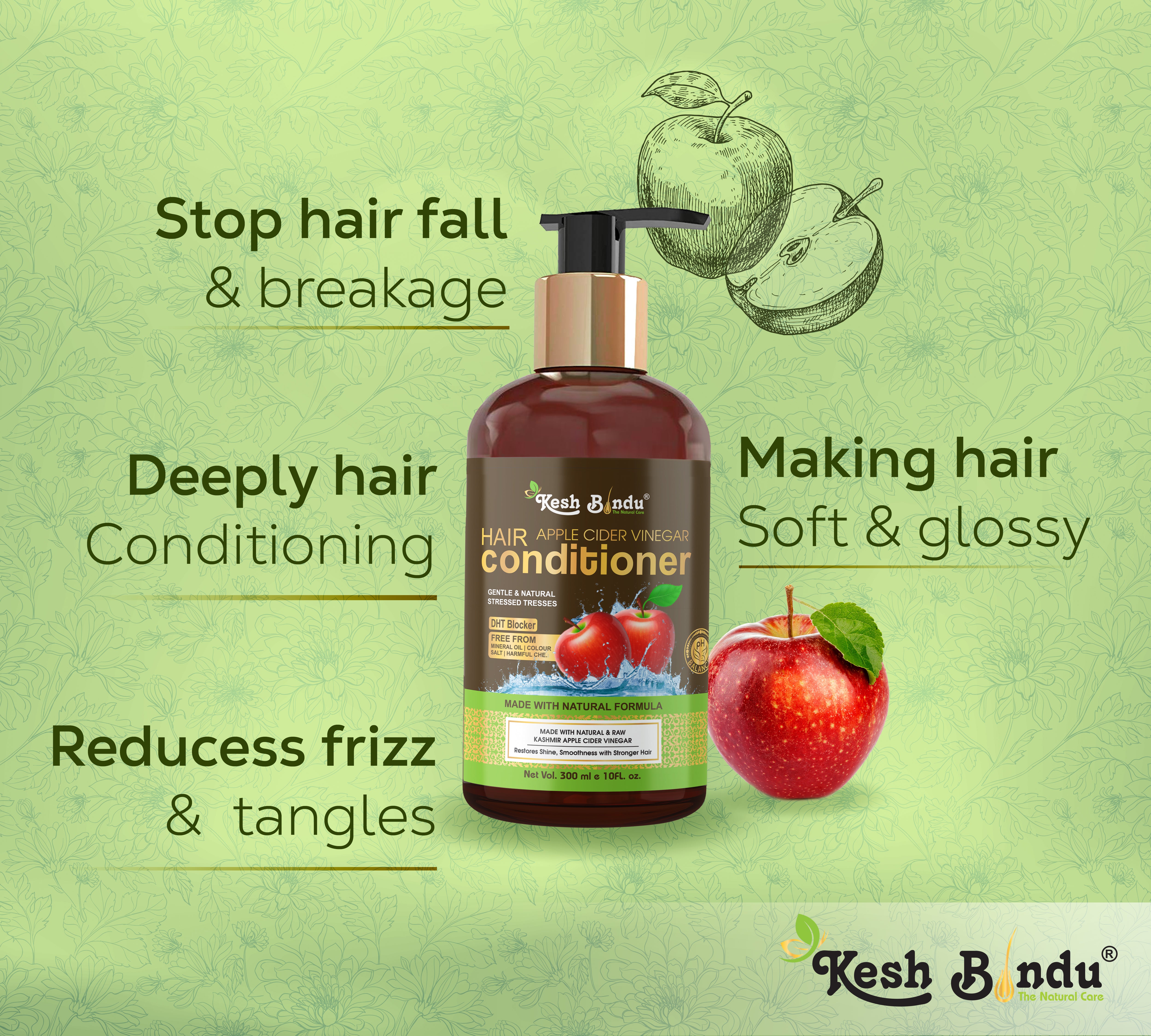 KeshBindu Natural Apple Cider Vinegar Conditioner, 300ml
