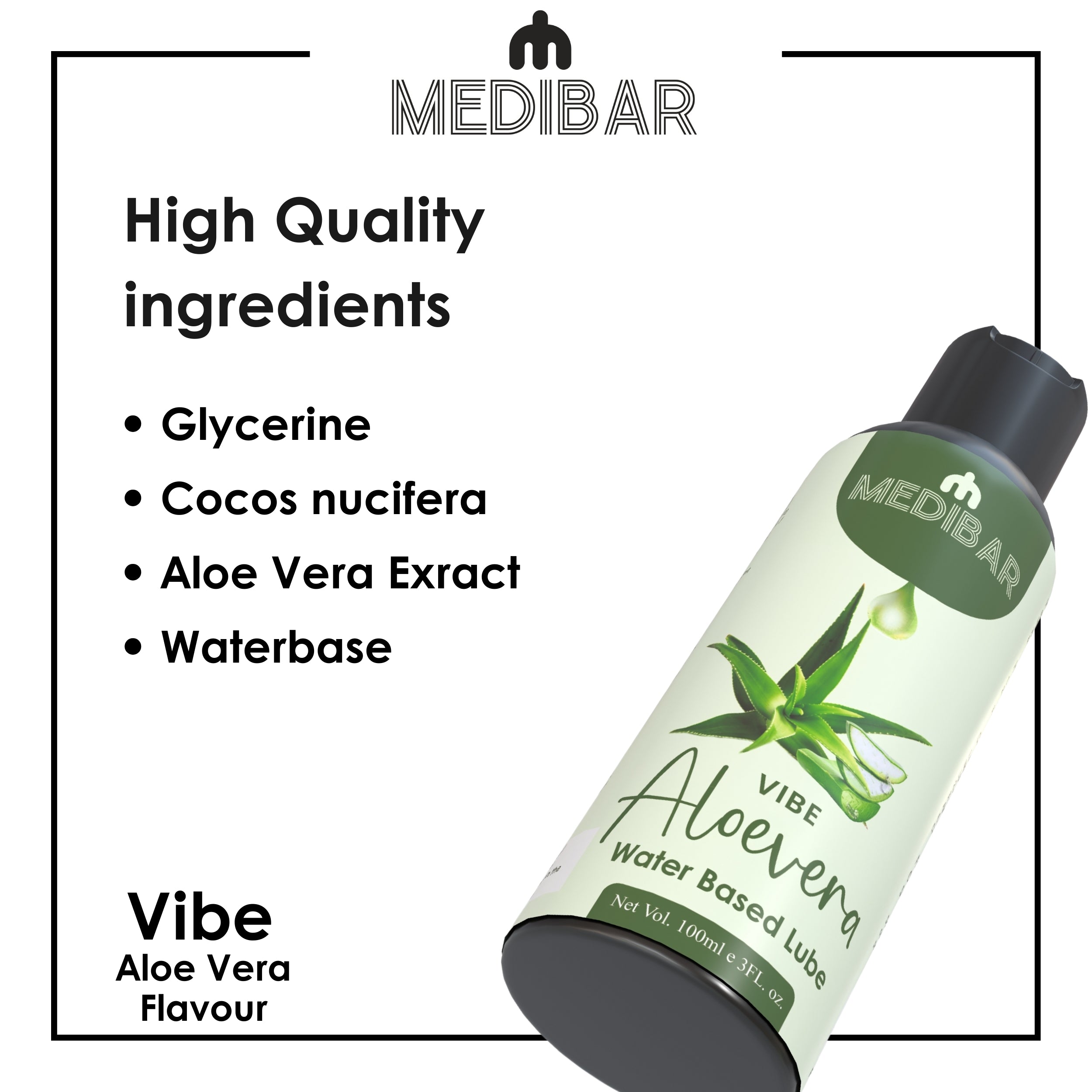 Medibar Vibe Aloe Vera Flavor 100ml - Personal Lubricant and Massage G Ved Pharma Medibar Vibe Aloe Vera Flavor 100ml - Personal Lubricant and Massage G Ved Pharma