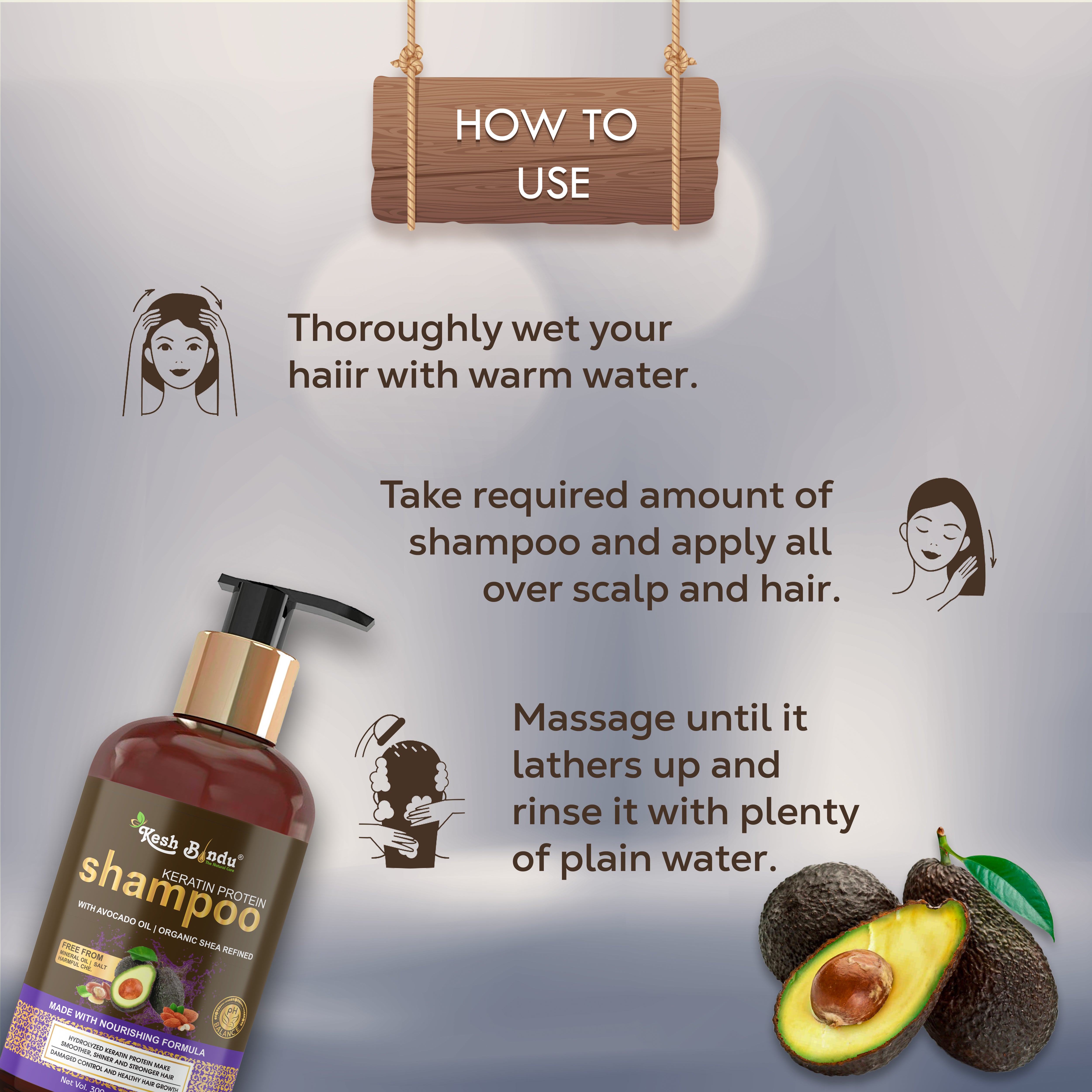 KeshBindu Keratin Protein With Avocado Hair Scalp Treatment Shampoo, 300ml