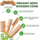 KeshBindu Neem Wooden Comb For Men & Women Detangling, Suited For All Hair Diffrent Type of Kangi Combo Pack 4pis (Handle + Wide Tooth + Tel + Dual Tooth)