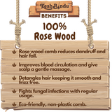 KeshBindu Rose sheesham Broad Wooden Comb For Men & Women, Suited For All Hair Types Kangi (Wide Rosewood Comb)