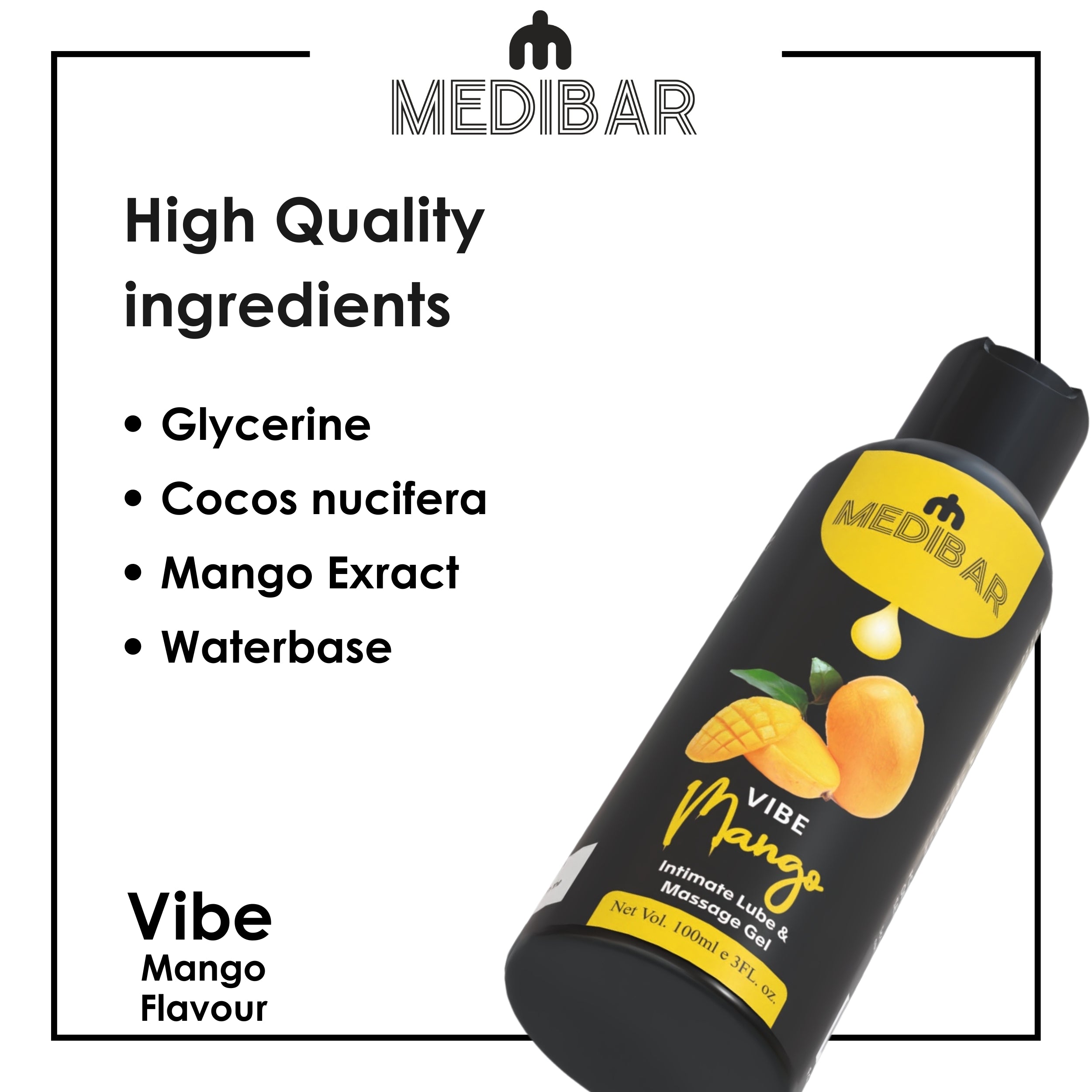 Medibar Vibe Mango Flavor 100ml - Personal Lubricant and Massage Gel For men & Women