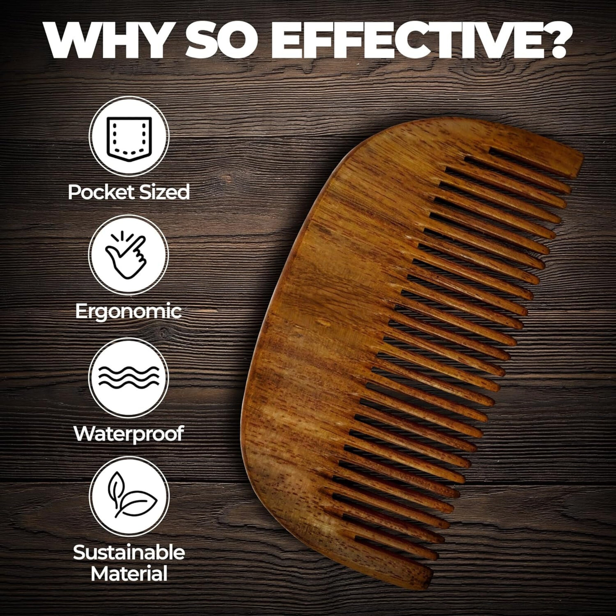 KeshBindu Wooden Comb for Beard & Hair Styling | Compact, Lightweight & Elegant