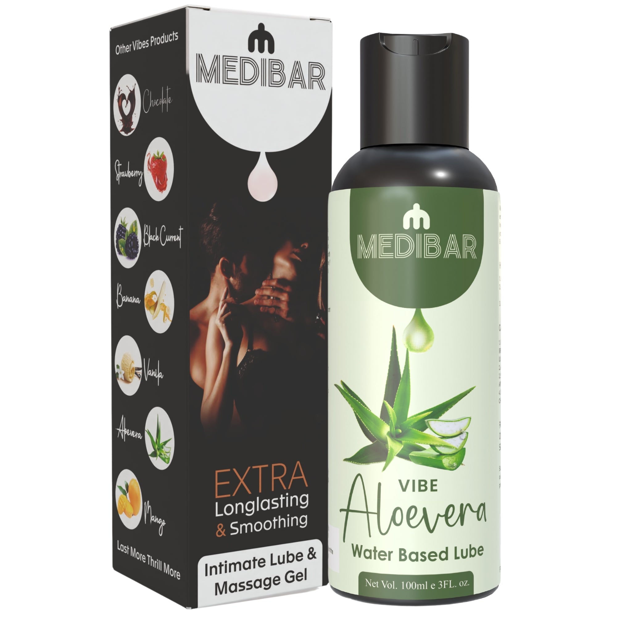 Medibar Vibe Aloe Vera Flavor 100ml - Personal Lubricant and Massage Gel For men & Women
