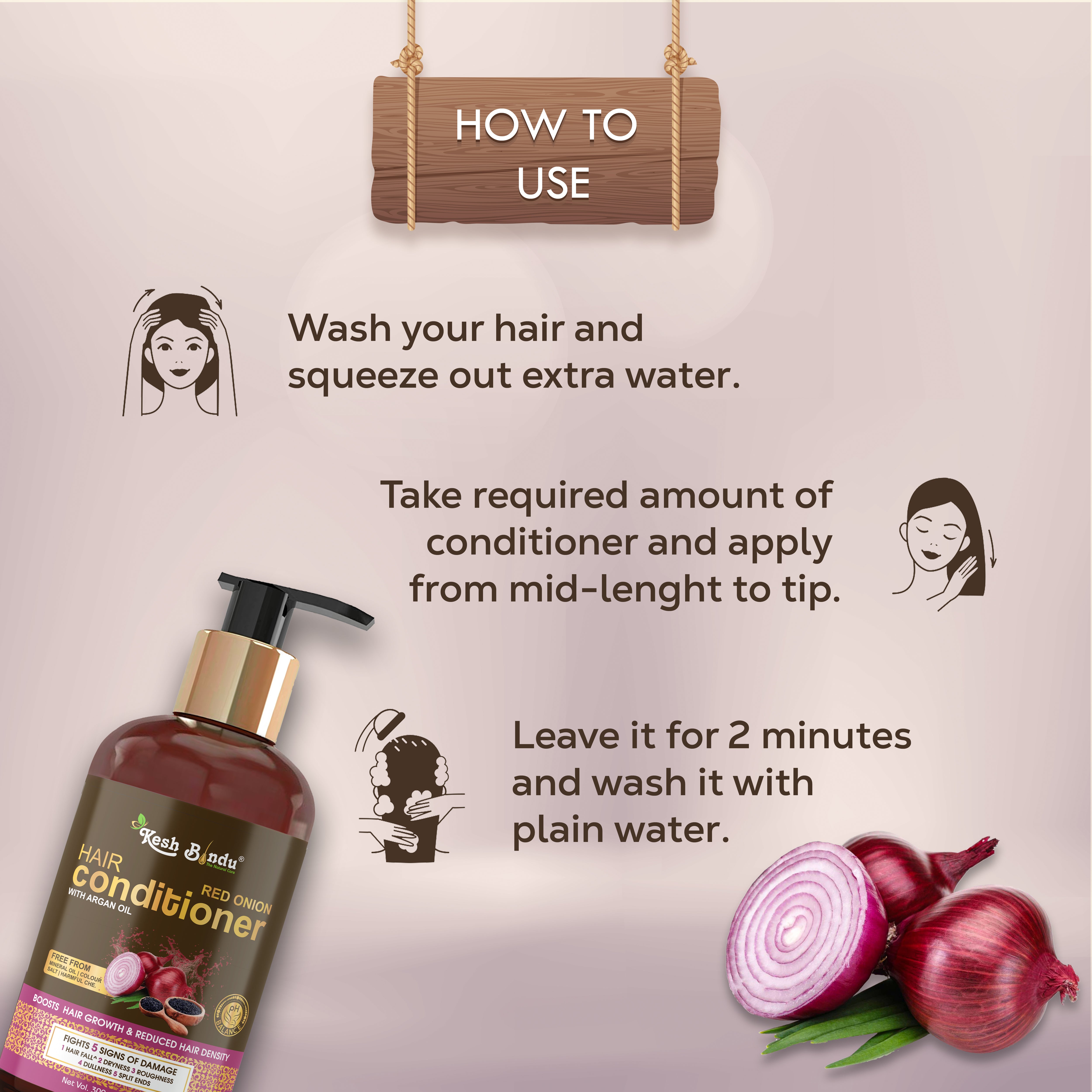 KeshBindu Red Onion Black Seed Oil Conditioner, 300ml