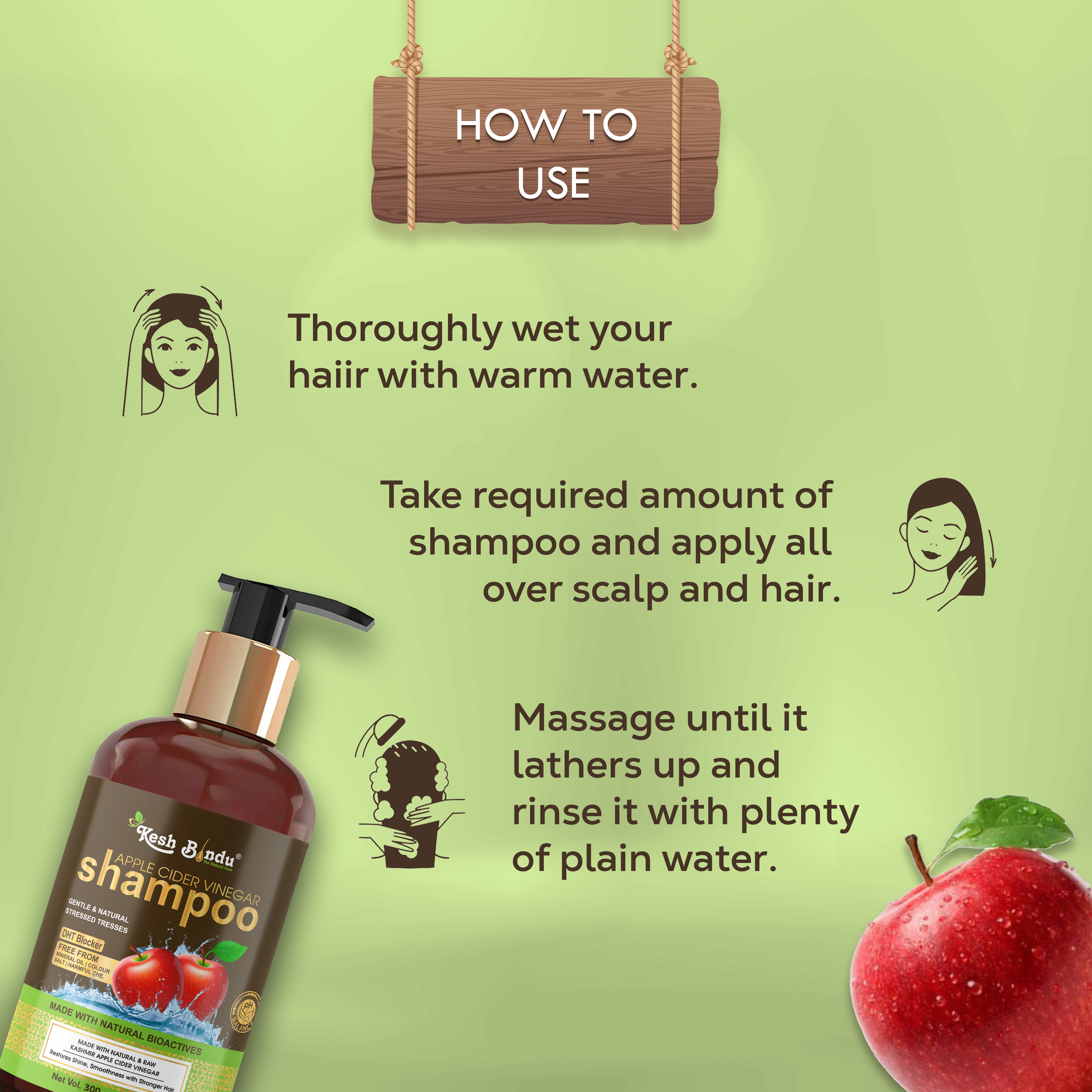 KeshBindu Natural Apple Cider Vinegar Shampoo, 300ml