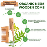 KeshBindu Neem Wooden Comb For Men & Women Detangling, Suited For All Hair Diffrent Type of Kangi Combo Pack 2pis (Wide Tooth + Tel)
