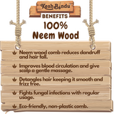 KeshBindu Neem Wooden Comb For Men & Women Detangling, Suited For All Hair Diffrent Type of Kangi Combo Pack 4pis (Handle + Wide Tooth + Tel + Dual Tooth)