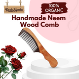 KeshBindu Kacchi Rose sheesham Wooden Comb For Men & Women Detangling, Suited For All Hair Types Kangi (Rosewood Handle Comb)