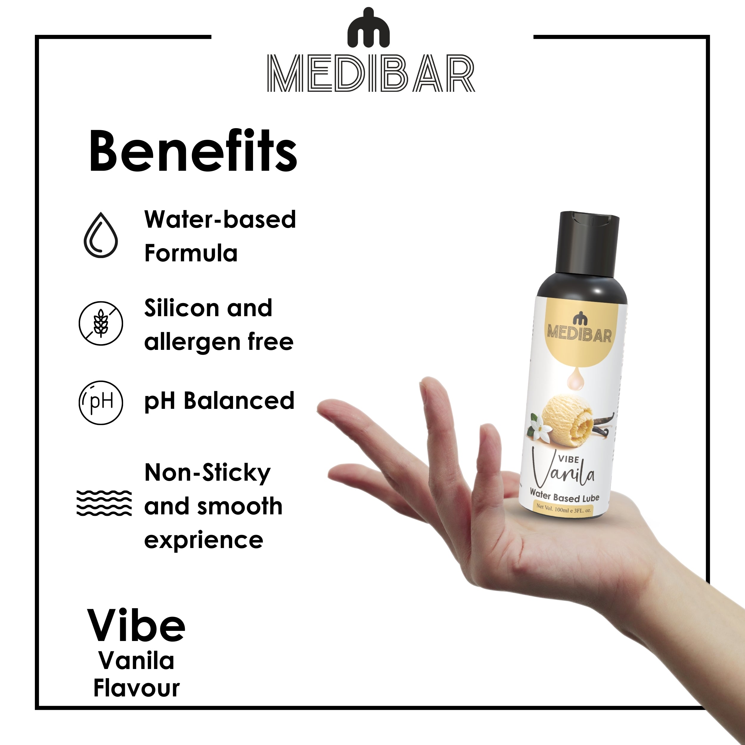 Medibar Vibe Vanila Flavor 100ml - Personal Lubricant and Massage Gel Ved Pharma Medibar Vibe Vanila Flavor 100ml - Personal Lubricant and Massage Gel Ved Pharma