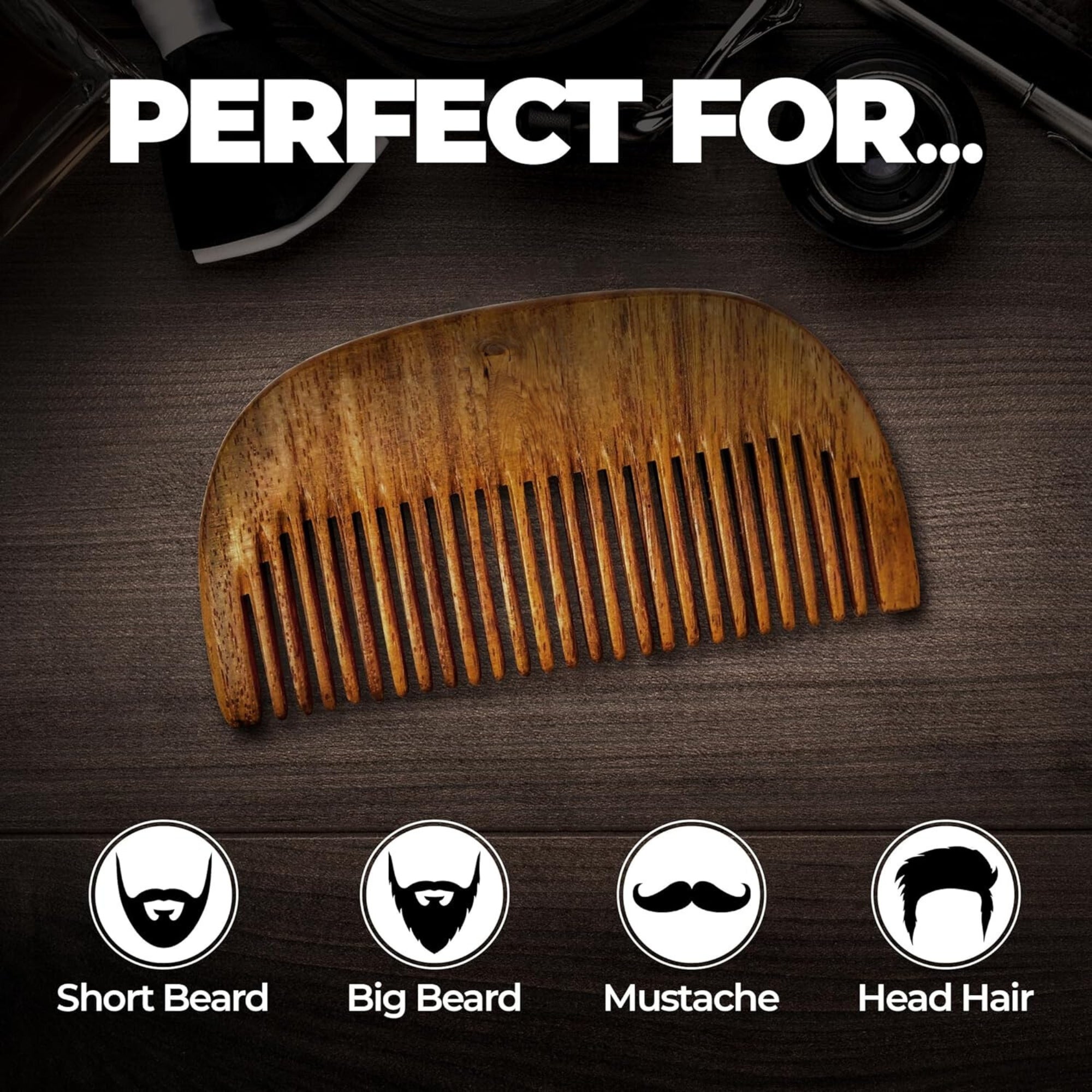 KeshBindu Wooden Comb for Beard & Hair Styling | Compact, Lightweight & Elegant
