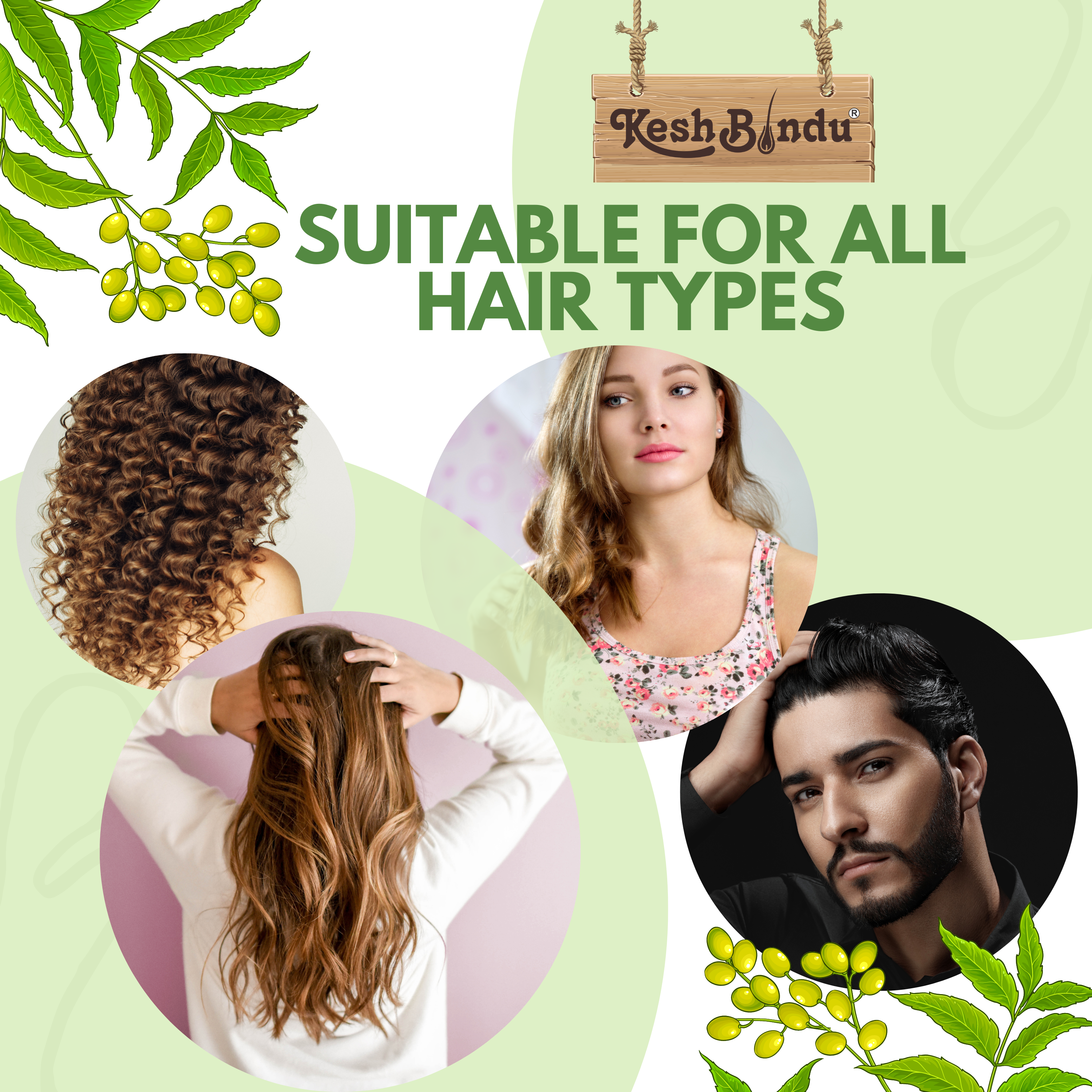 KeshBindu Neem Wooden Comb For Men & Women Detangling, Suited For All Hair Diffrent Type of Kangi Combo Pack 4pis (Handle + Wide Tooth + Tel + Dual Tooth)