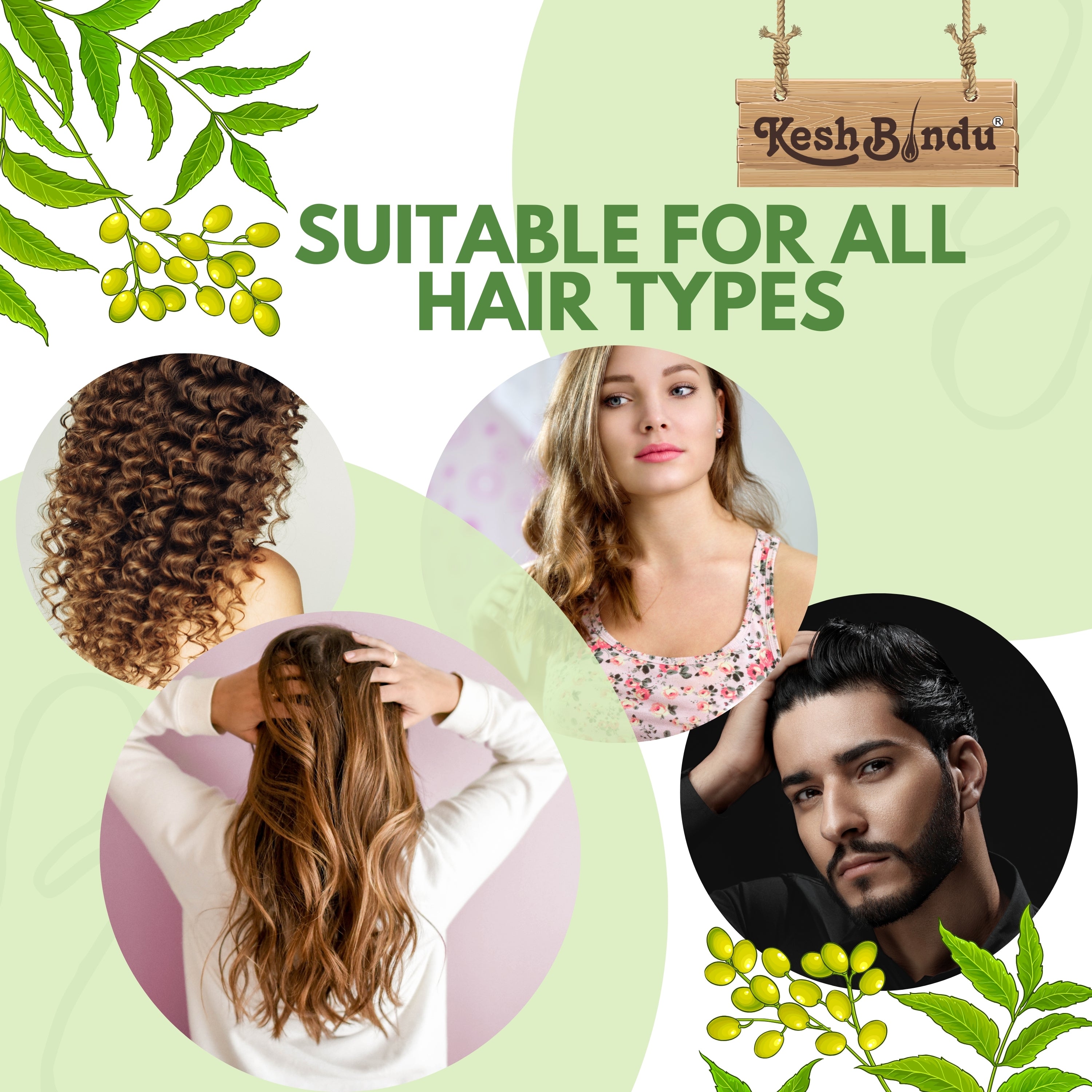KeshBindu Neem Comb For Men & Women Detangling | Wide Tooth for All Hair Types