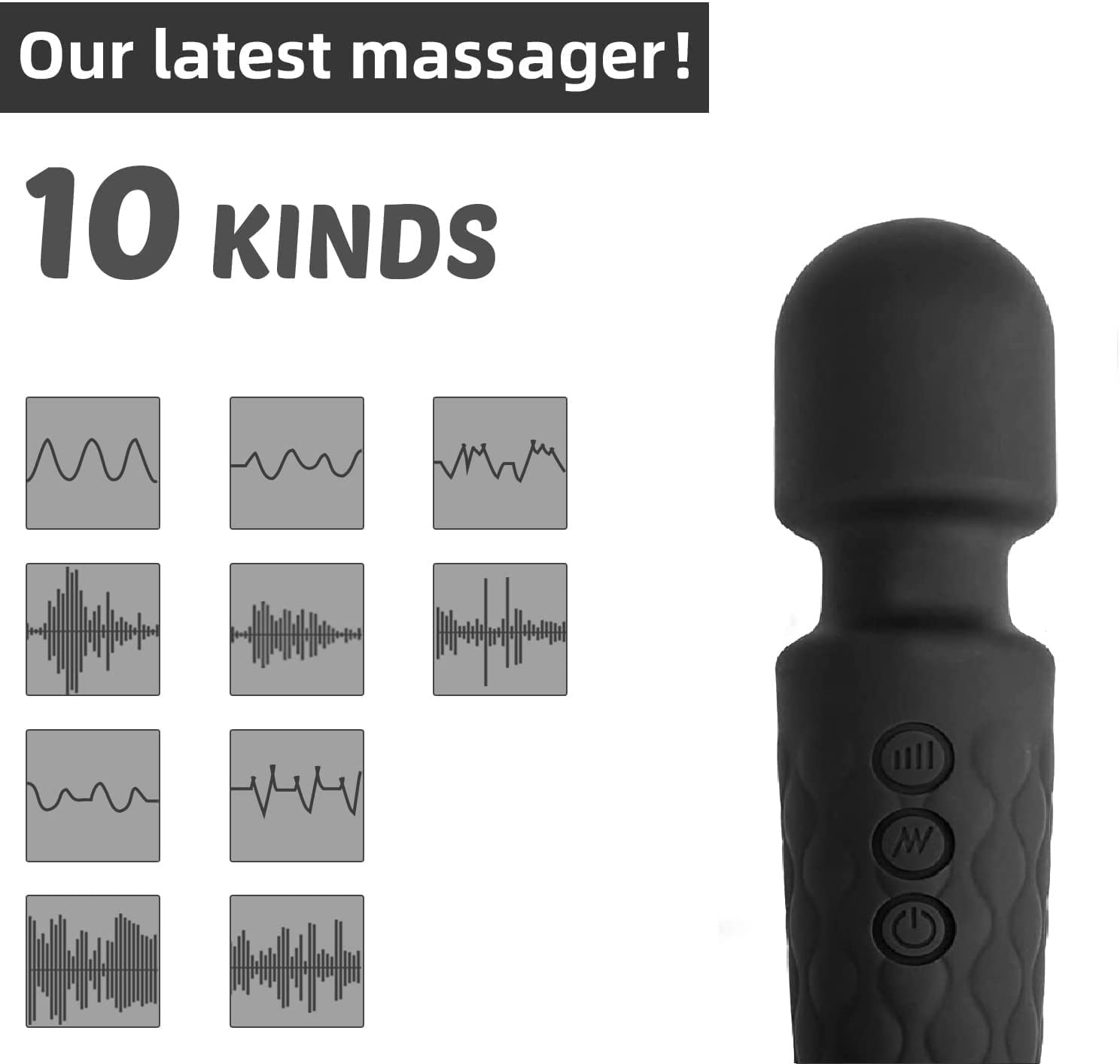 Medibar Waterproof Rechargeable Personal Pain Relief Body Massager for Women and Men (Black)
