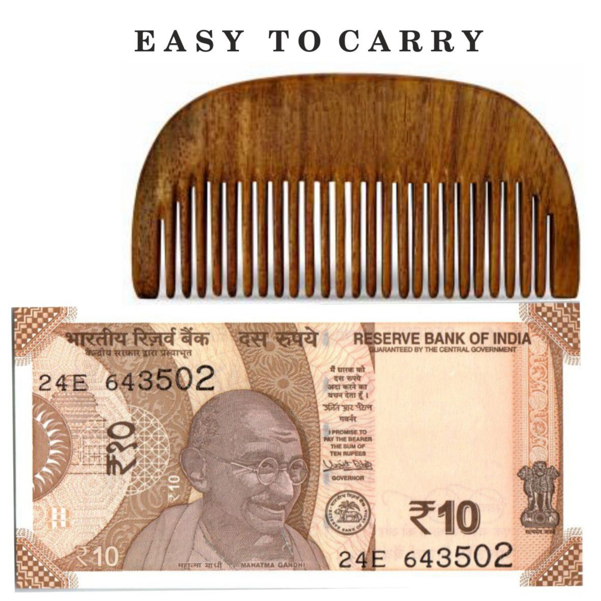 KeshBindu Wooden Comb for Beard & Hair Styling | Compact, Lightweight & Elegant